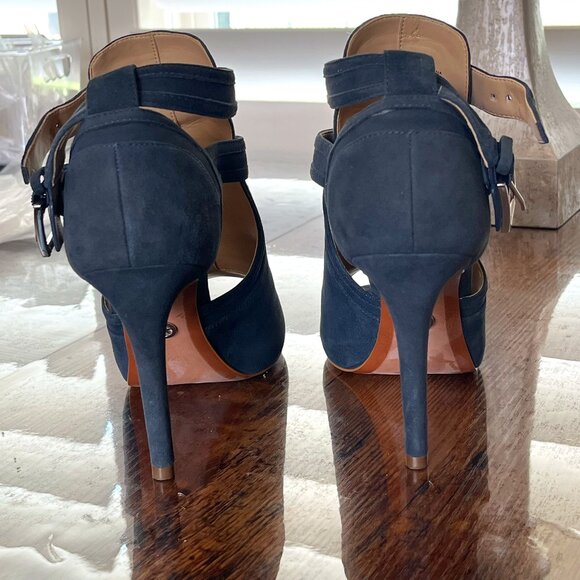 Michael Kors Blue Suede Strappy Stiletto Heels EUC - Picture 3 of 9